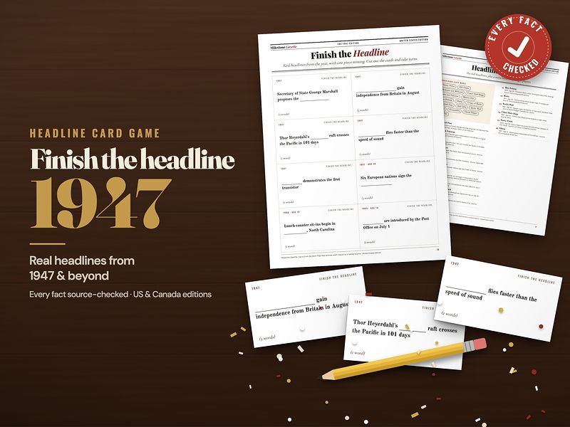 Finish the Headline 1947 card game