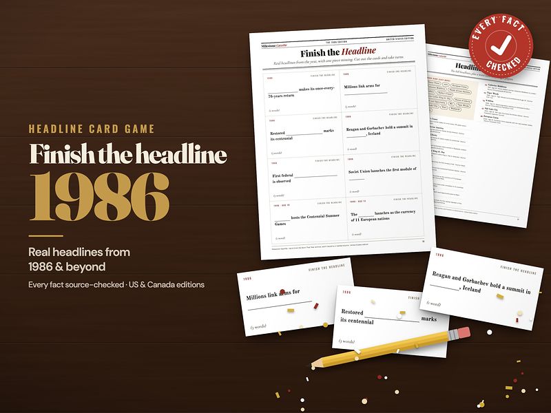Finish the Headline 1986 card game